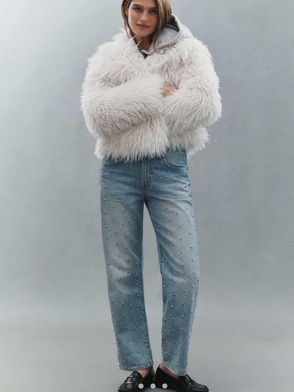 Nwt! Pistola Lexi Mid-Rise Bowed Straight Leg Studded Jeans